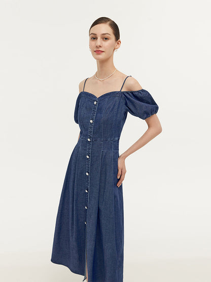 Lyocell Denim Midi Elbise