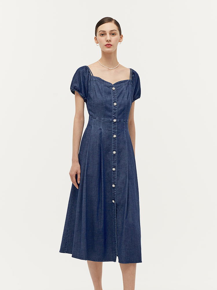 Lyocell Denim Midi Elbise