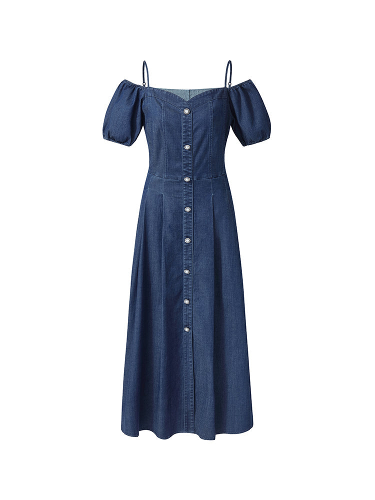 Lyocell Denim Midi Elbise