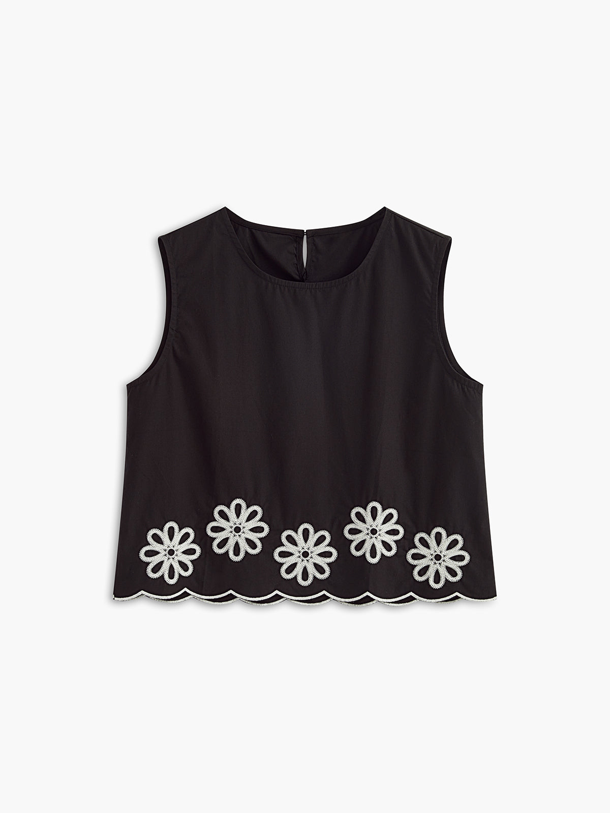 Nakışlı Yuvarlak Yaka Kolsuz Tank Top