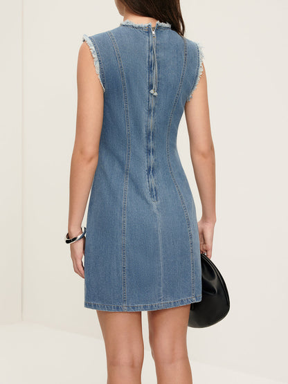 Ham Biyeli Denim Tank Elbise